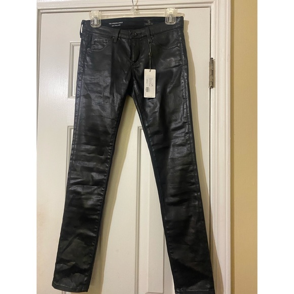 AG leatherette jeans in super black - Picture 3 of 8